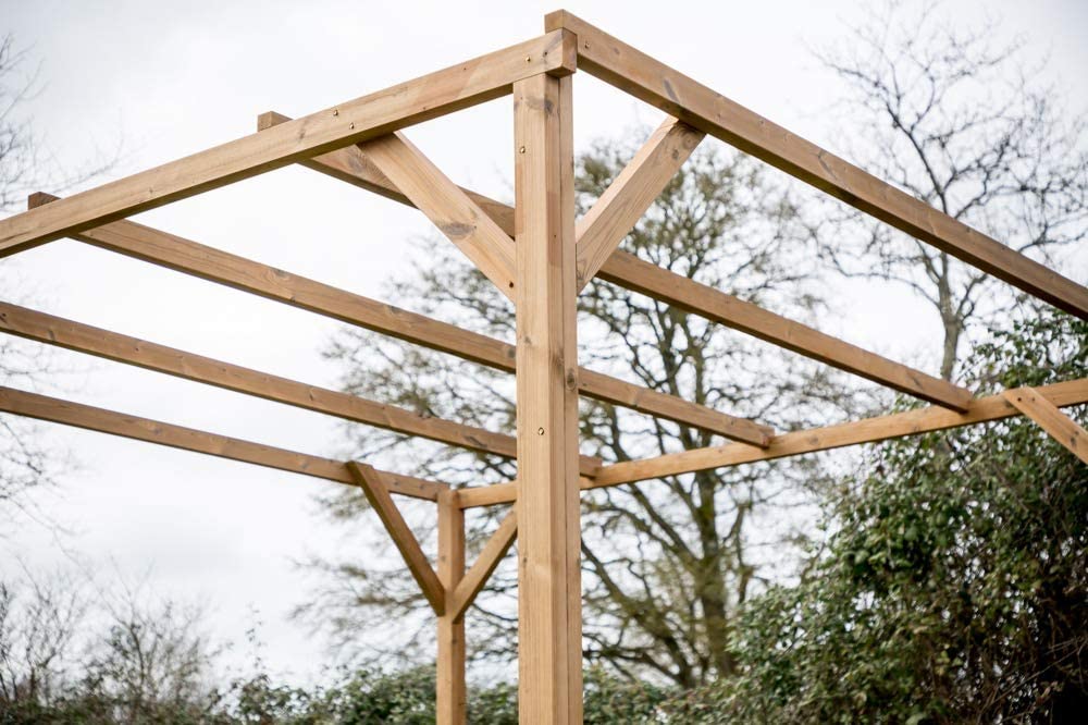 PERGOLA TETTOIA CARPORT FORESTA LEGNO TRATTATO ALTA TEMPERATURA CM 300X296
