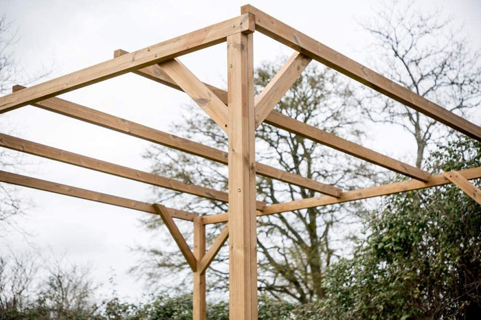 PERGOLA TETTOIA CARPORT FORESTA LEGNO TRATTATO ALTA TEMPERATURA CM 300X296