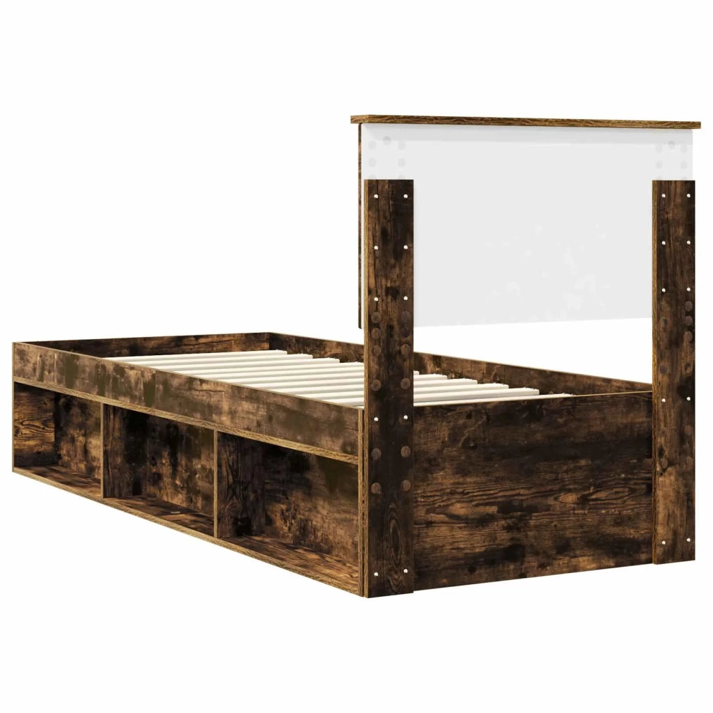 Struttura del letto Rovere fumé 75 x 190 cm Pino massello 3410667