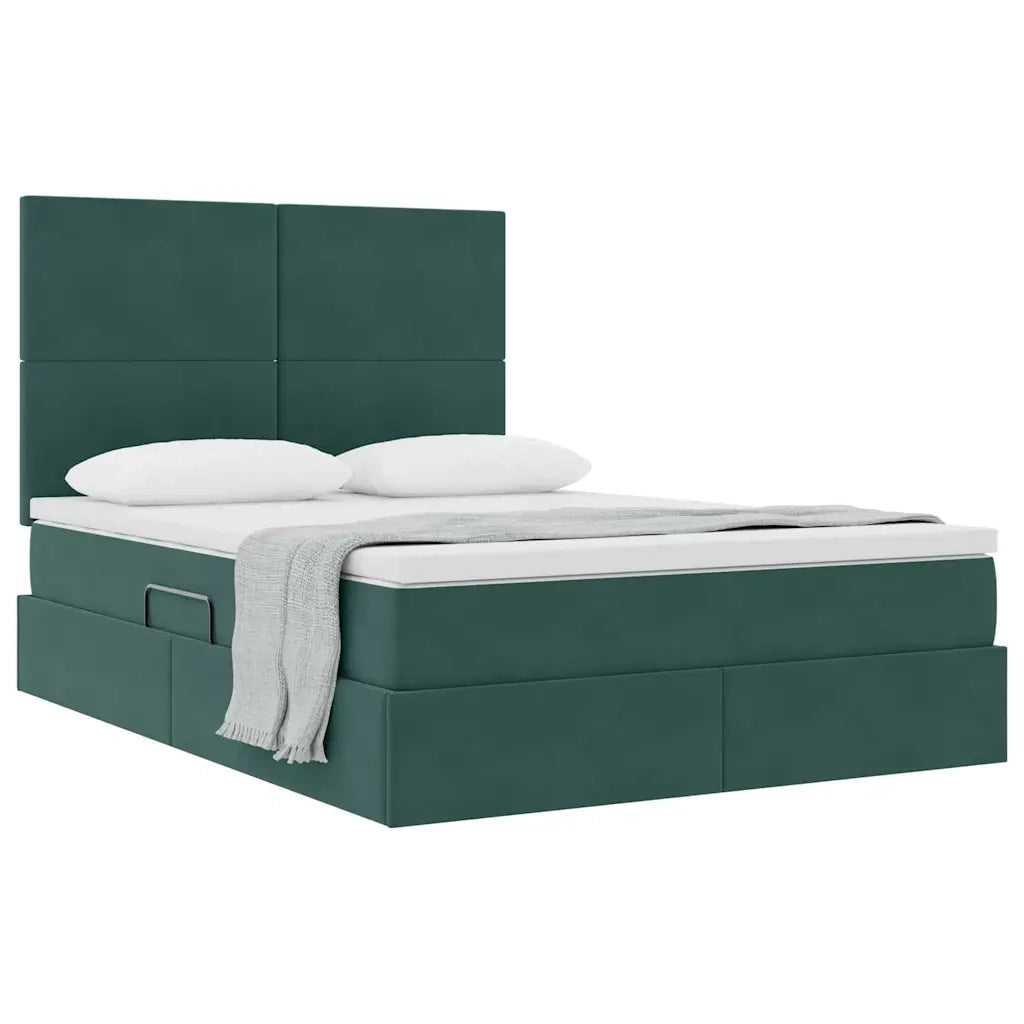 Letto con contenitore e materasso Verde Scuro 140 x 190 cm 3371970