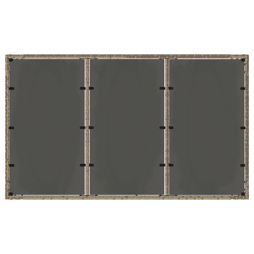 Tavolo da Giardino Piano in Vetro Grigio 150x90x75cm Polyrattan 365591
