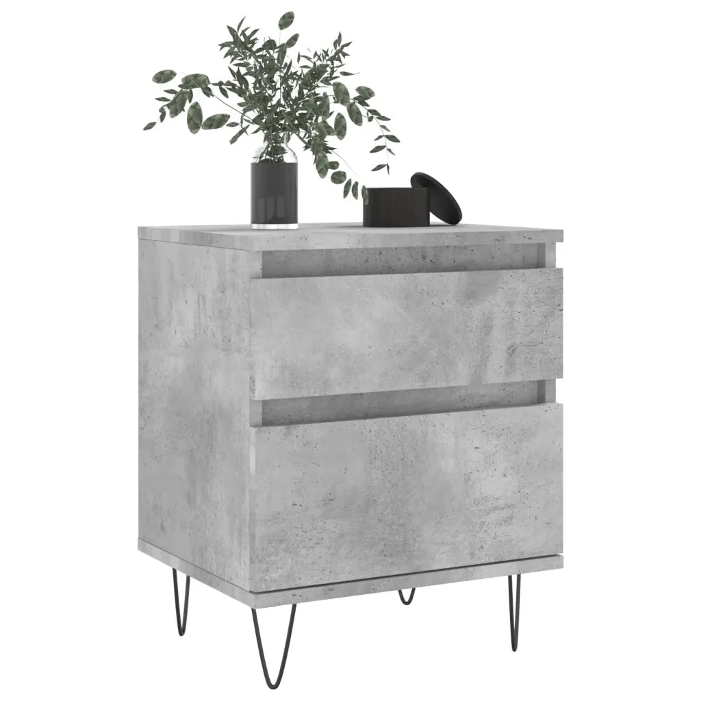 Comodino | Armadio da Notte | Mobiletto da notte Grigio Cemento 40x35x50 cm in Legno Multistrato