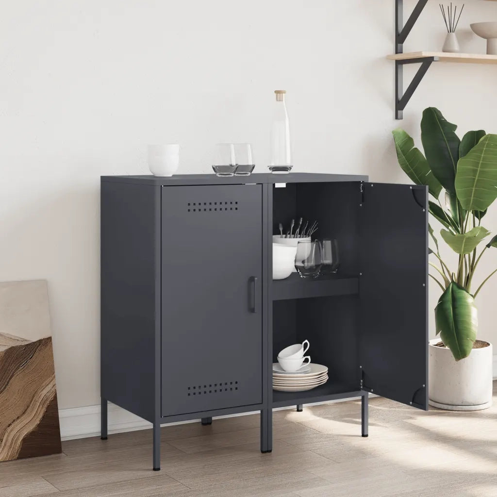 Credenze 2 pz | Madia | Buffet da pranzo | Armadio da pranzo Antracite 36x39x79 cm in Acciaio