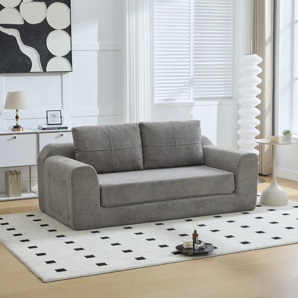 DIVANO LETTO Pieghevole 179x95x79 cm Tessuto Grigio Scuro