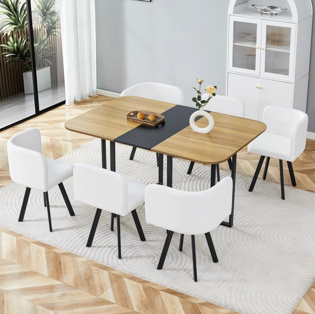 Set tavolo da pranzo allungabile con sedie, MDF e metallo, per 4-6 persone