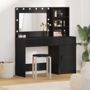 Set di 2 Pezzi per Toeletta con LED in Legno Ingegnerizzato Nero