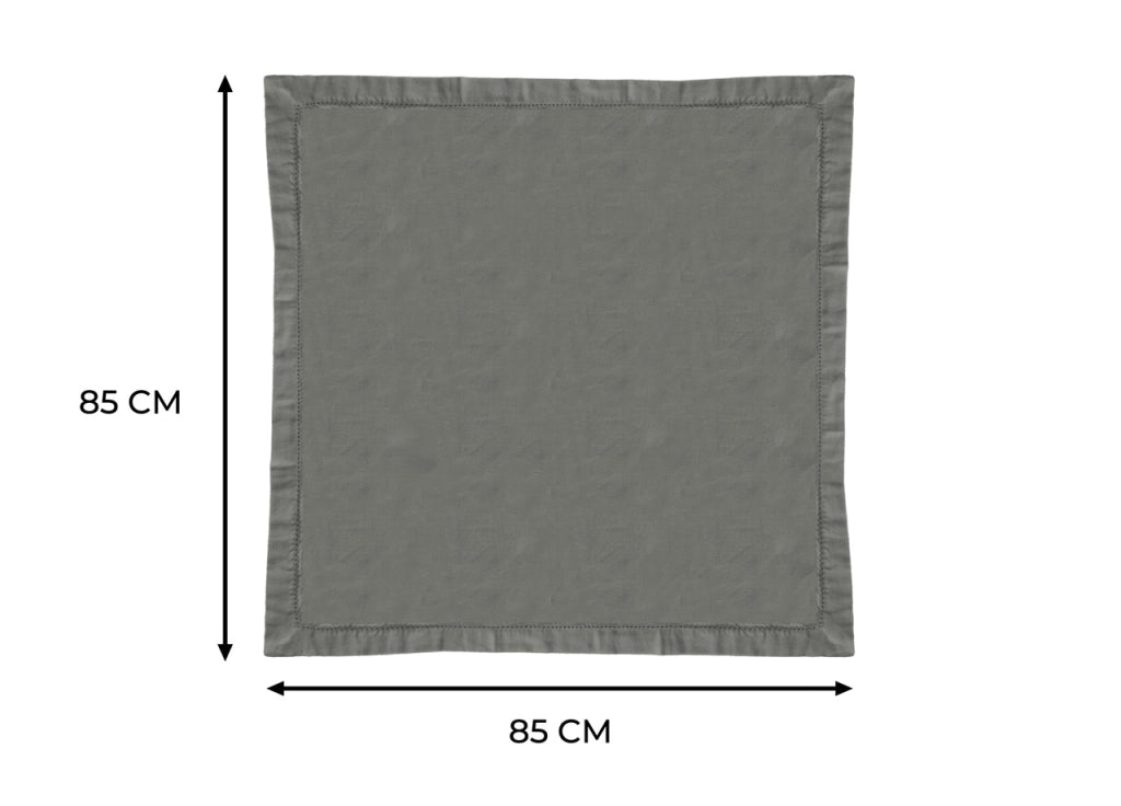 Tovaglia Cucina Soggiorno In Cotone Con Orlo A Giorno In Tinta Unita Ajour - 85x85cm - Grigio Scuro