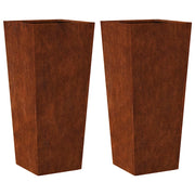 2 pz Fioriere | Cassetta per fiori | Vaso da Giardino 35x35x75 cm in Acciaio Corten