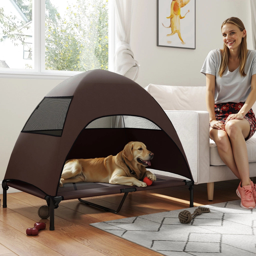 Cuccia per Cani da Esterno con Tetto ¨C Zephmum ¨C 106x76x99 cm Marrone