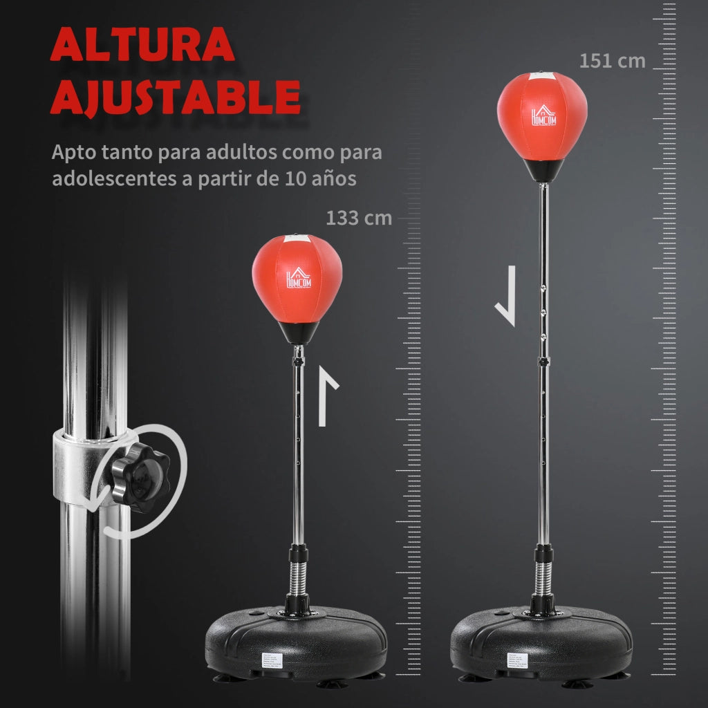 Sacco da boxe in piedi regolabile 133-151 cm con base, guanti e pompa ¨C zephmum ¨C nero e rosso