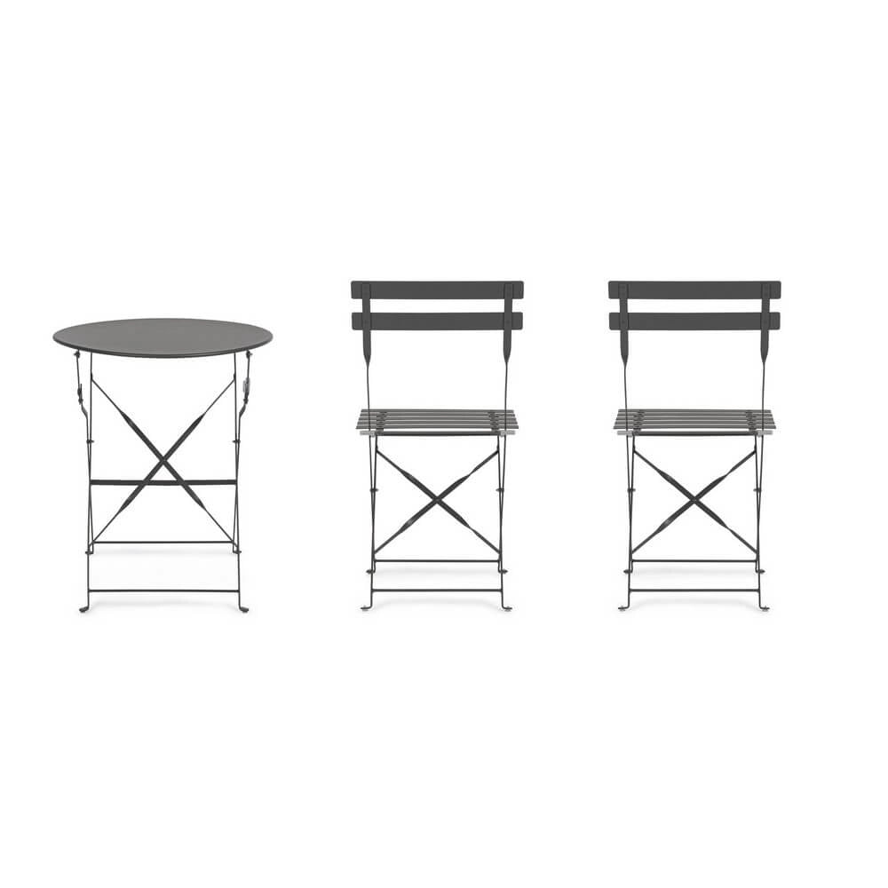 Set da 3 Posti Bistrot Pieghevole in Acciaio per Esterno - ORLIX