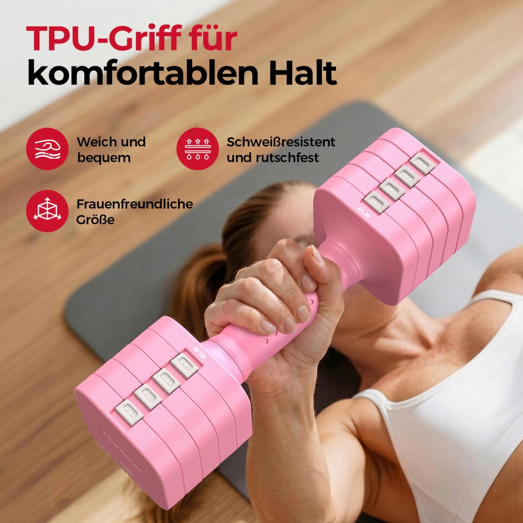 Set di manubri regolabili 5-in-1 (2 pezzi) ¨C zephmum ¨C 5.4 kg, grigio, polipropilene