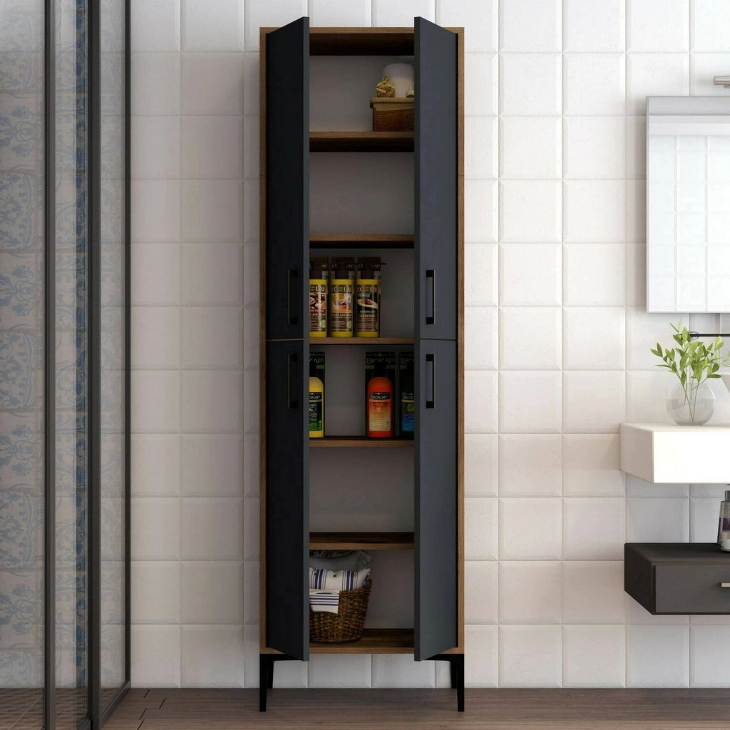 Amata, Armadio Multiuso Grande 5 Ripiani, 60x200h cm Marrone Noce