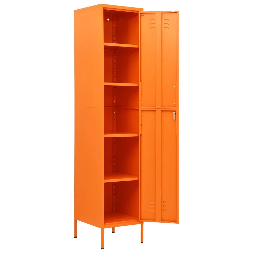 Armadietto da ufficio dal design moderno dimensioni 35 x 46 x 180 cm con 4 ripiani regolabili in acciaio arancione. Codice articolo: 02_0046888.
