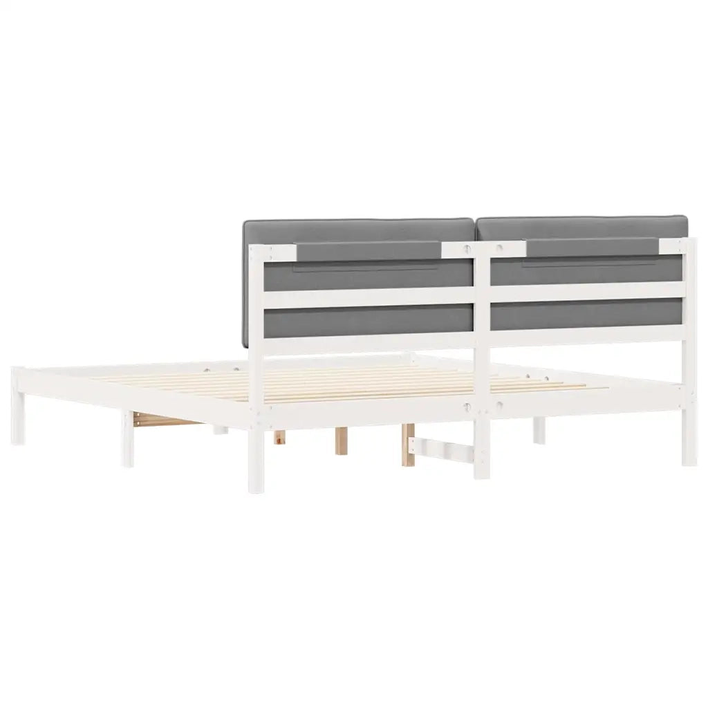 Letto con Testiera Rivestita Grigio chiaro 180 x 200 cm