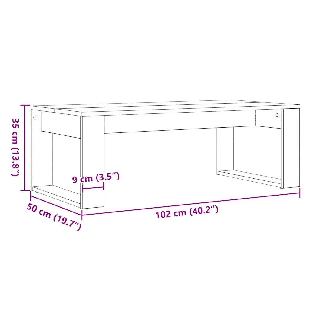 Tavolino da salotto Rovere Nero 102 x 50 x 35 cm 862071