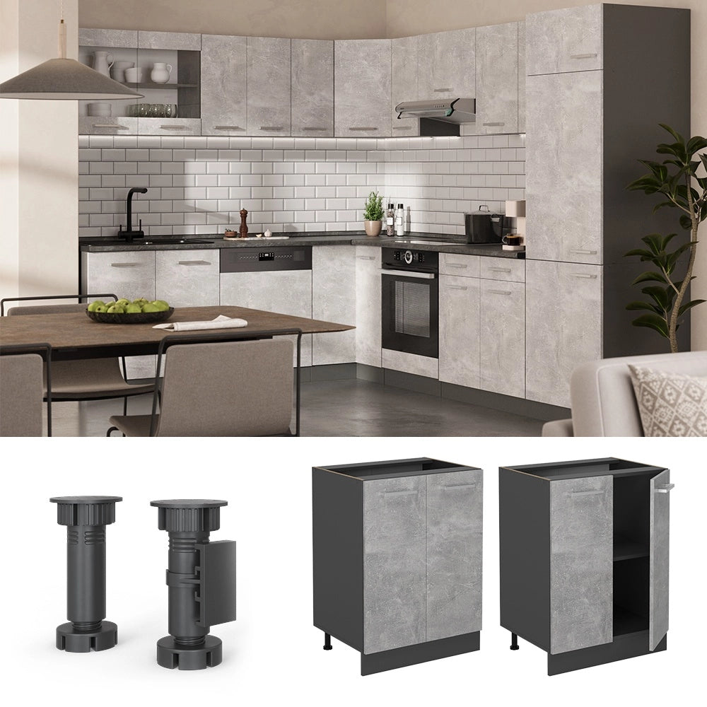 Mobiletto base cucina R-Line Calcestruzzo/Antracite 60 cm, PL Antracite Vicco