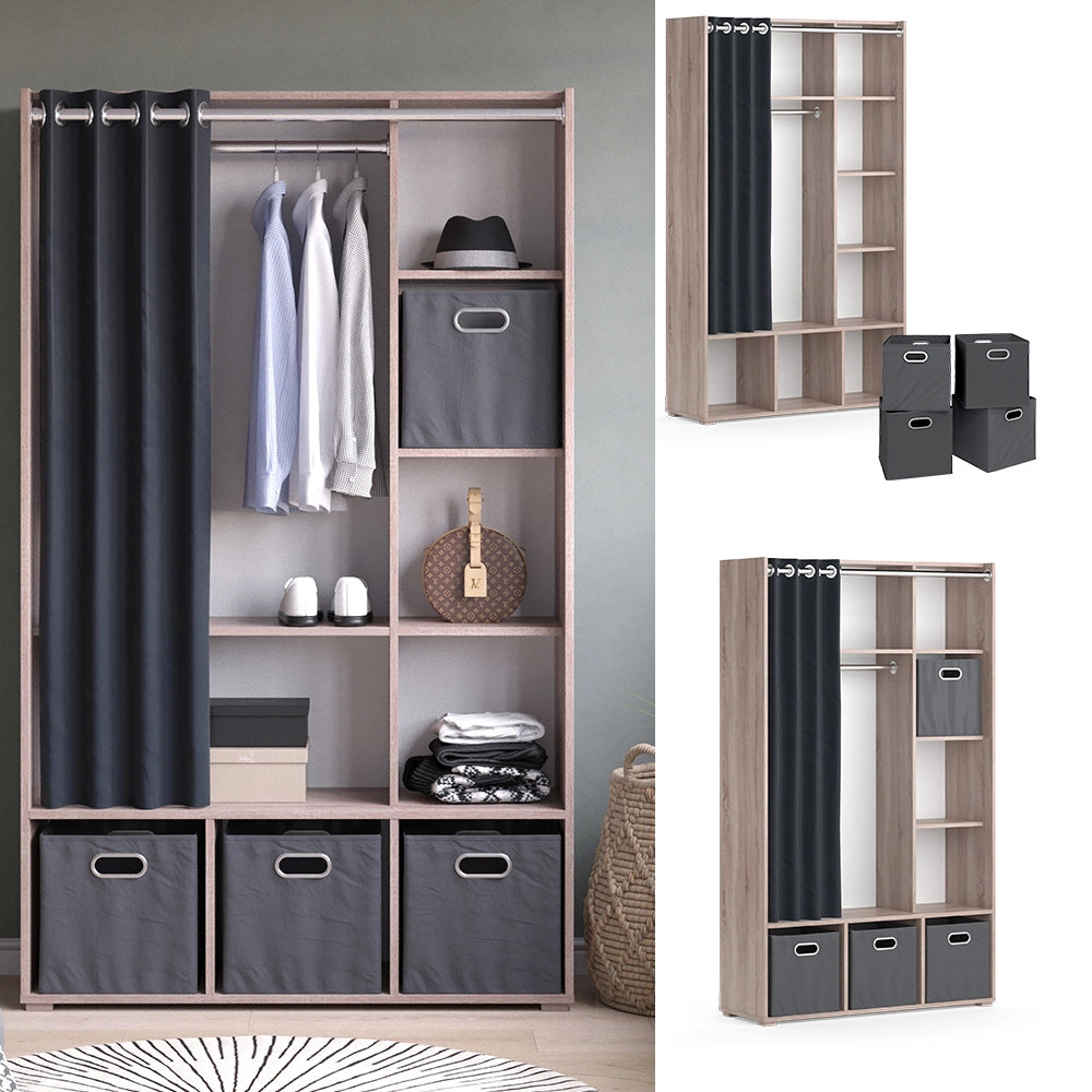 Vicco Armadio multifunzione Sonoma 38 x 178.1 cm Con cassetti pieghevoli (grigio)