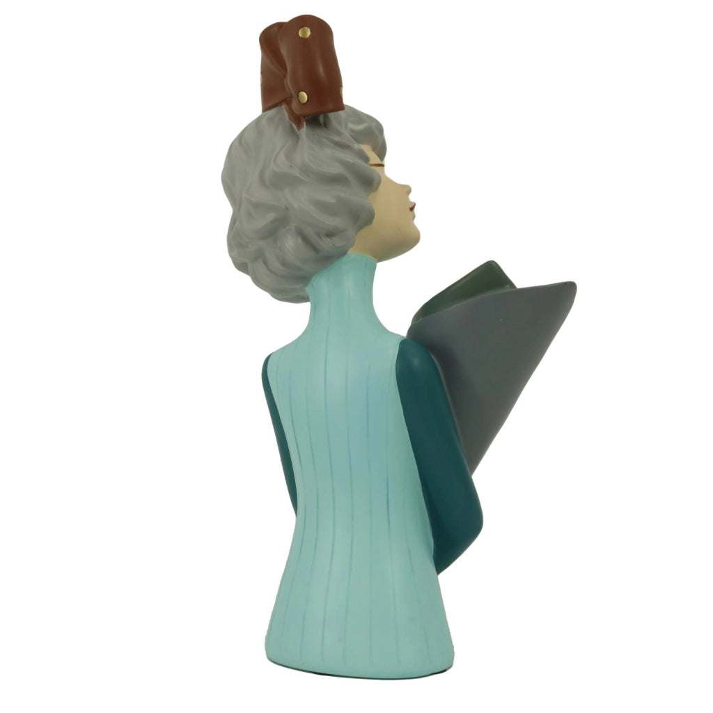 Donna resina portafiori blu cm16,5x12h32