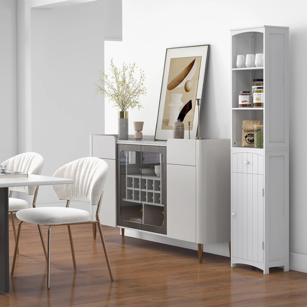 Mobiletto a Colonna Bagno in MDF Bianco con 3 Ripiani ¨C zephmum ¨C 34x24x170cm