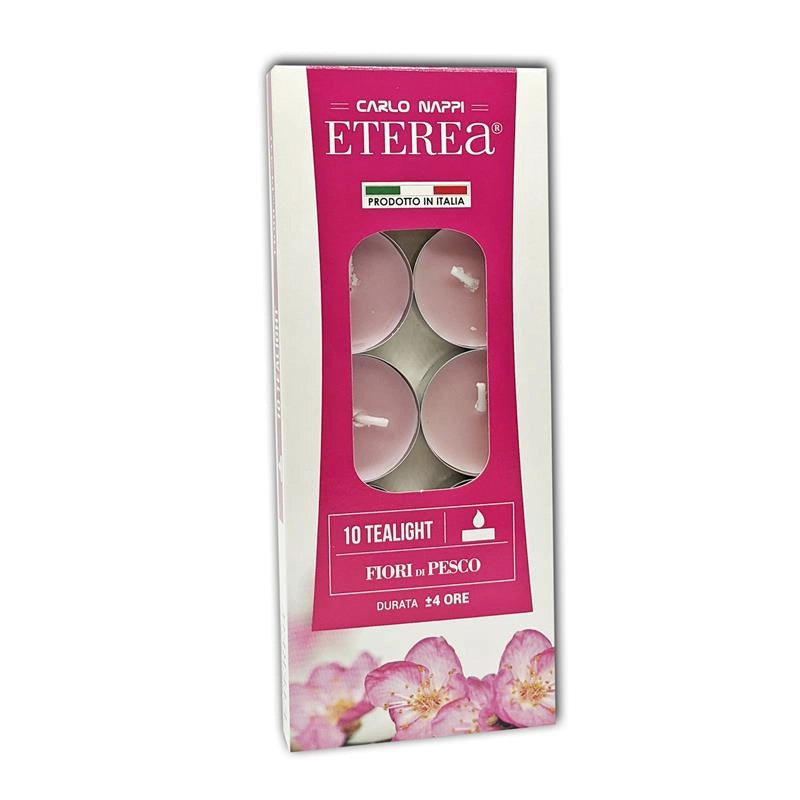 TEA LIGHT IN SET DA 10 PEZZI AI FIORI DI PESCO