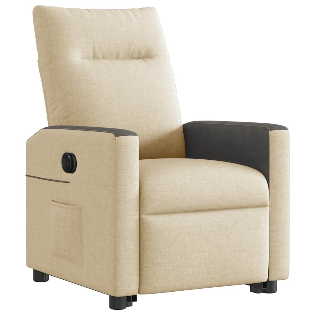 Poltrona Alzapersona Reclinabile Elettrica Crema in Tessuto 3324070