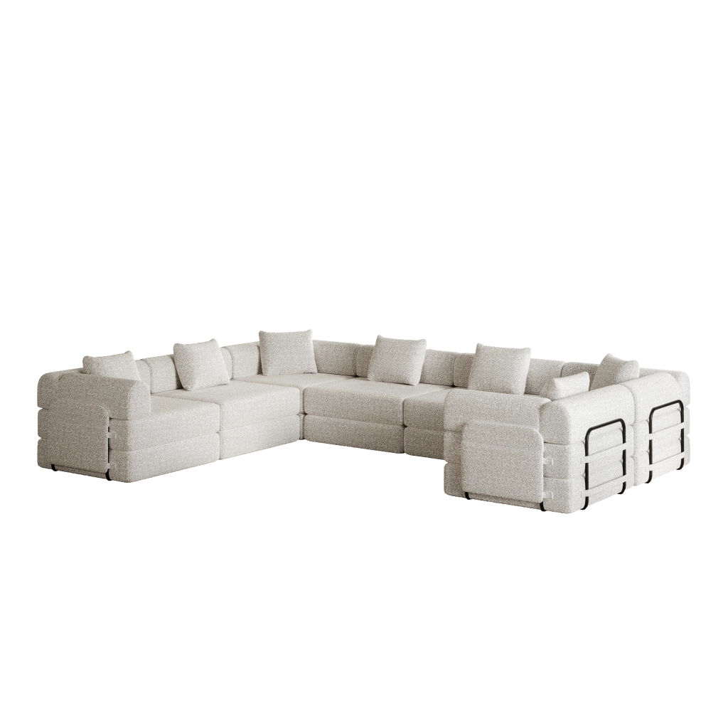 Divano Letto 2 in 1 con Vano Portaoggetti ¨C MINIMAL ¨C Chenille, Struttura Metallo