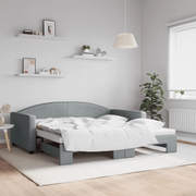 Divano Letto con Letto Estraibile Grigio Chiaro 100x190 Tessuto