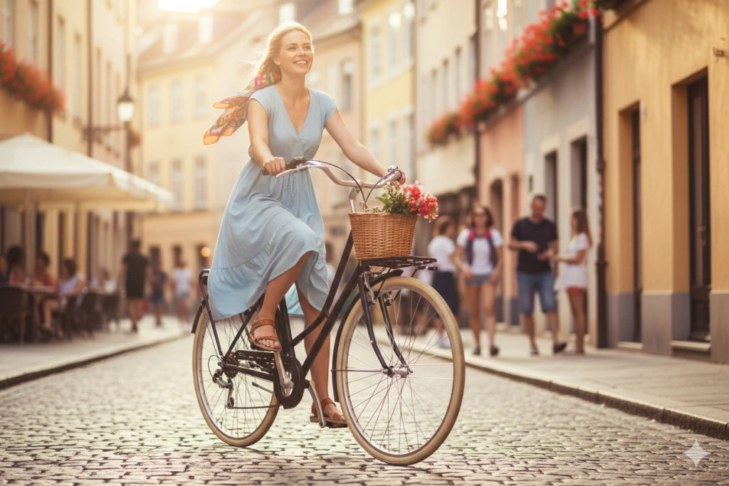 Bicicletta City da Donna 28" Design Vintage Cambio 6V Shimano Freni V-Brake Viaggio Nero