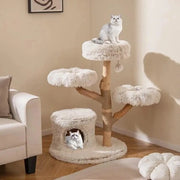 Tende per gatti da 102 cm alta con tronco in legno reale e torre di arrampicata pendente per gatti