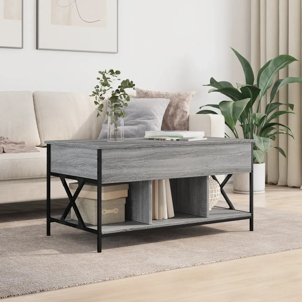 Tavolino salotto | Tavolino da caff¨¨ | Tavolino da Soggiorno Grigio Sonoma 100x55x50 cm Multistrato Metallo