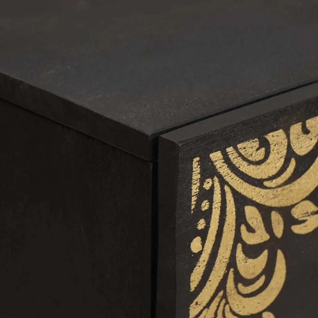 Credenza 2 pz | Madia | Buffet da pranzo | Armadio da pranzo Nero 60 x 33 x 75 cm Legno di mango massello