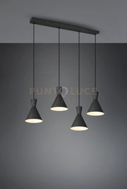 ENZO SOSPENSIONE BARRA 4 DOPPI CONI METALLO NERO L. 90CM 4 LUCI ATTACCO E27