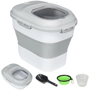Contenitore Crocchette Cani Ermetico 5-25L con Ruote e Deumidificatore Grigio