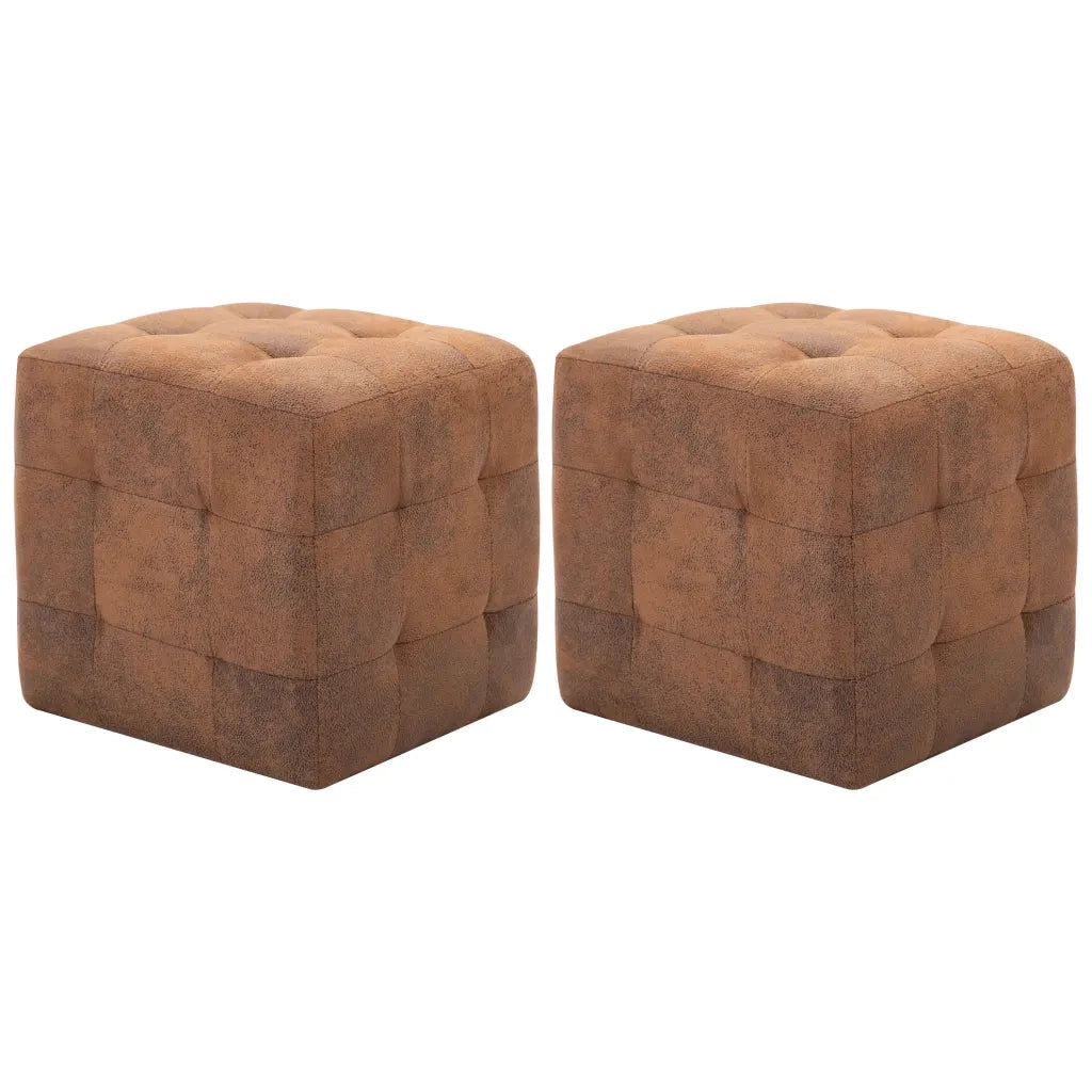 Comodini 2 pz Marrone 30x30x30 cm in Similpelle Scamosciata