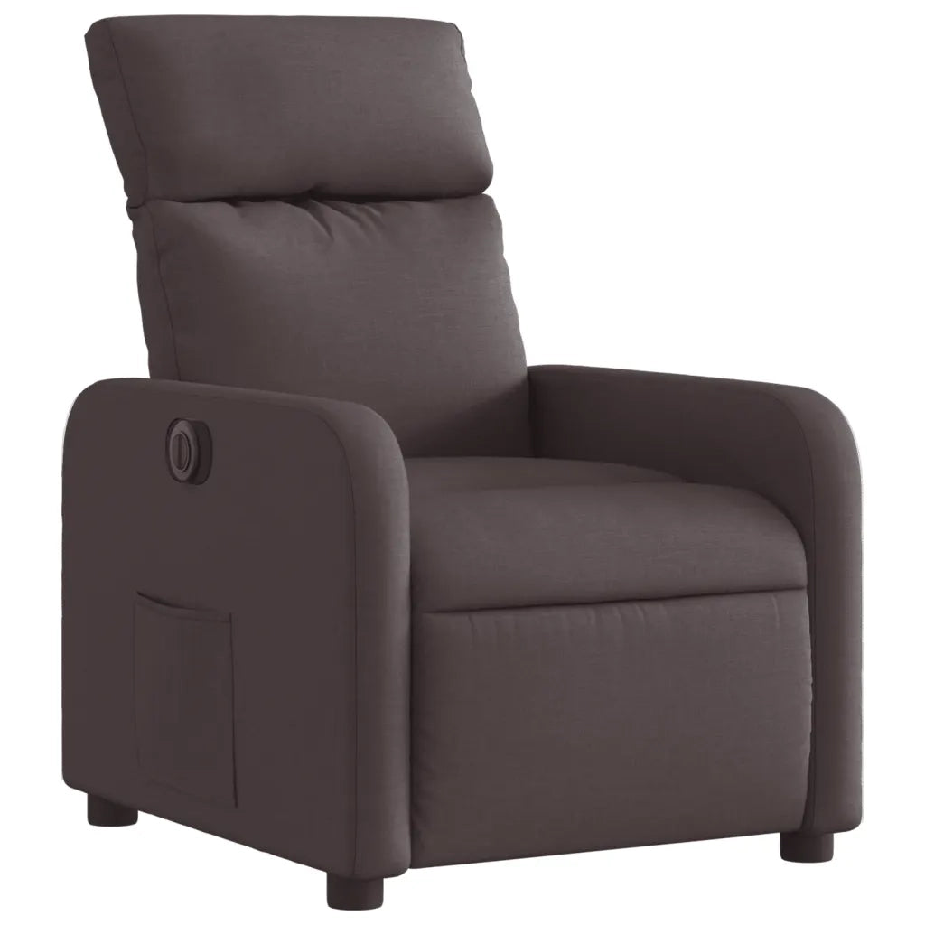 Poltrona Elettrica Reclinabile Marrone Scuro in Tessuto 3206686