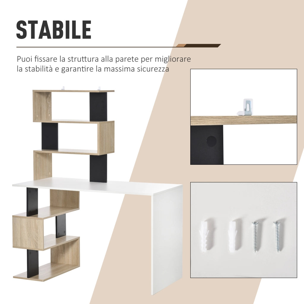Scrivania con libreria ¨C zephmum ¨C legno multicolore, 120x60x148cm