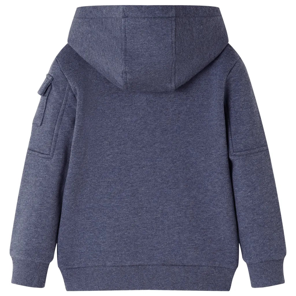 Felpa con Cappuccio e Cerniera per Bambini Blu Scuro MÃ©lange 104cod mxl 84497