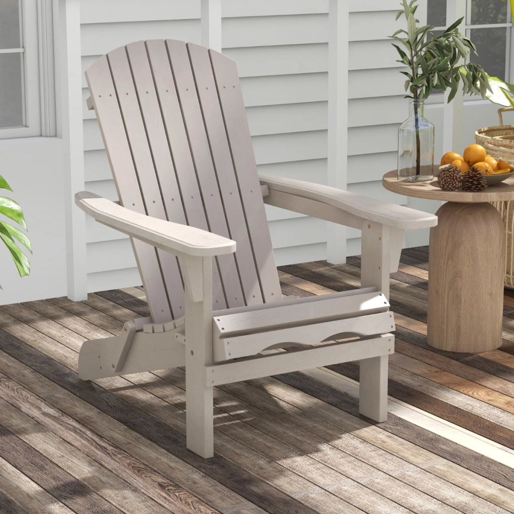 Sedia pieghevole con schienale alto ampi braccioli carico di 180kg, Sedia adirondack da soggiorno in legno Grigio-Sedie da esterno