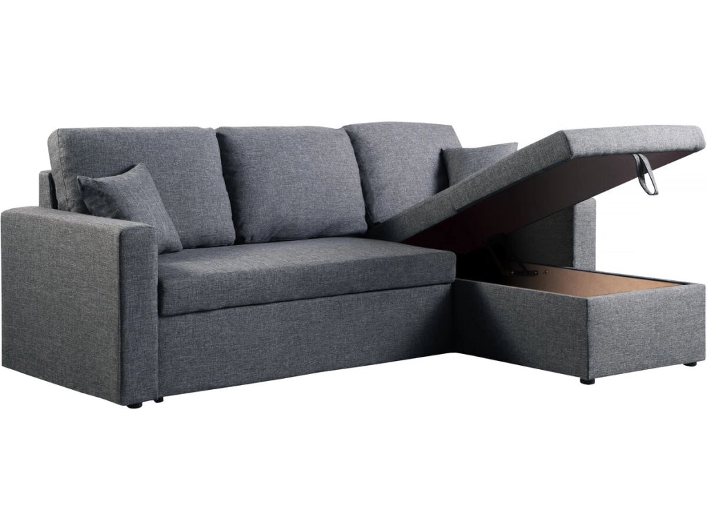 Divano angolare trasformabile/reversibile con cassapanca "Alain II" - 3 posti - Grigio scuro