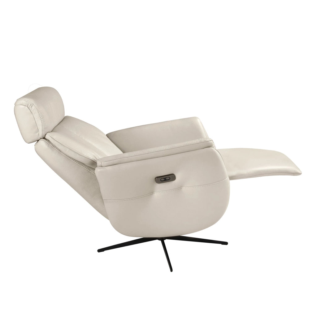 Poltrona relax girevole in pelle grigio perla