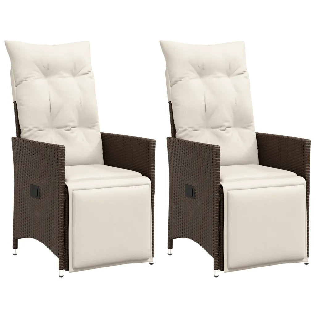 Sedie Reclinabili Giardino 2pz con Cuscini Marrone Polyrattan 365667