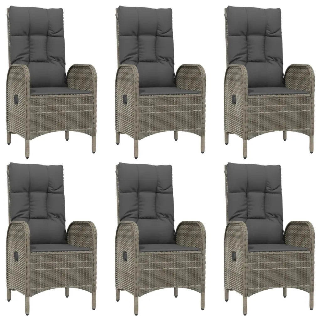 Set da Pranzo Giardino 9pz con Cuscini Nero e Grigio Polyrattan
