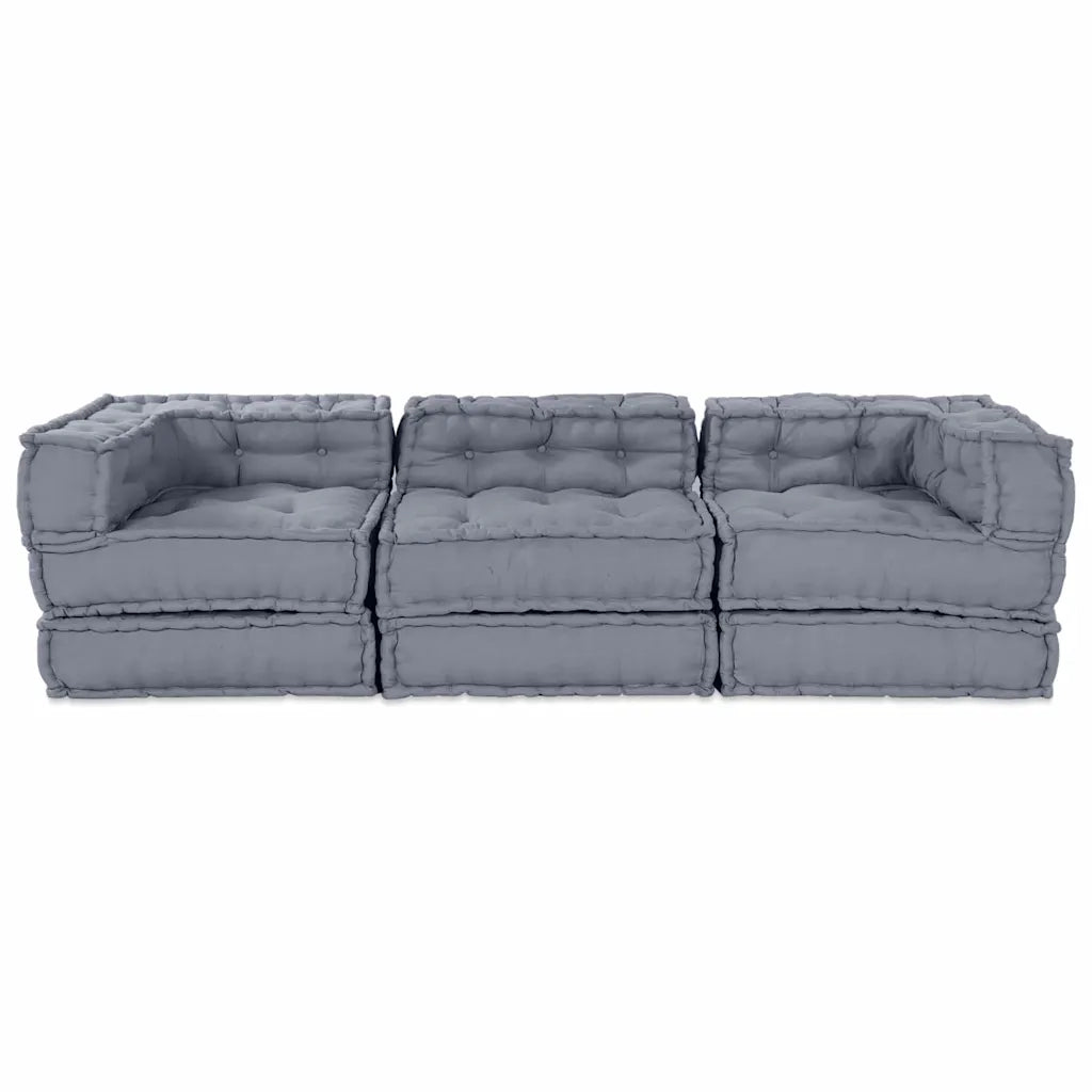 vidaXL Cuscino 3 pcs Grigio 70 x 70 x 54 cm Poliestere