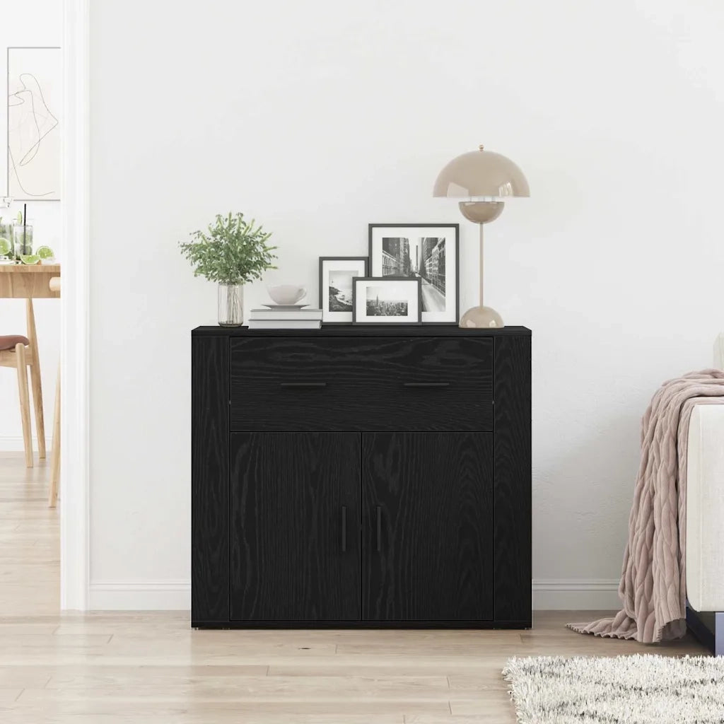 Credenza Rovere Nero 80 x 33 x 70 cm Legno multistrato 862801
