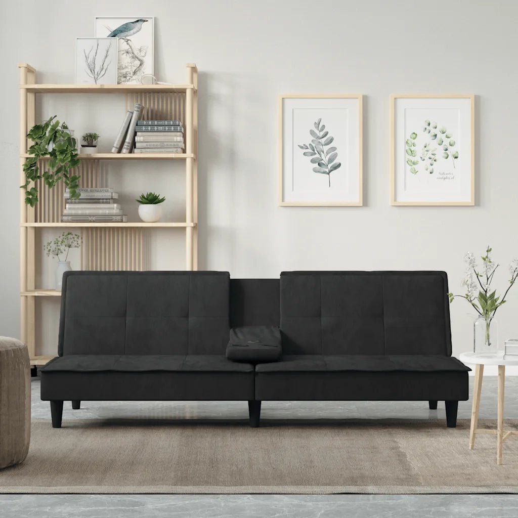 Divano Letto con Portabicchieri in Velluto Nerocod mxl 119534
