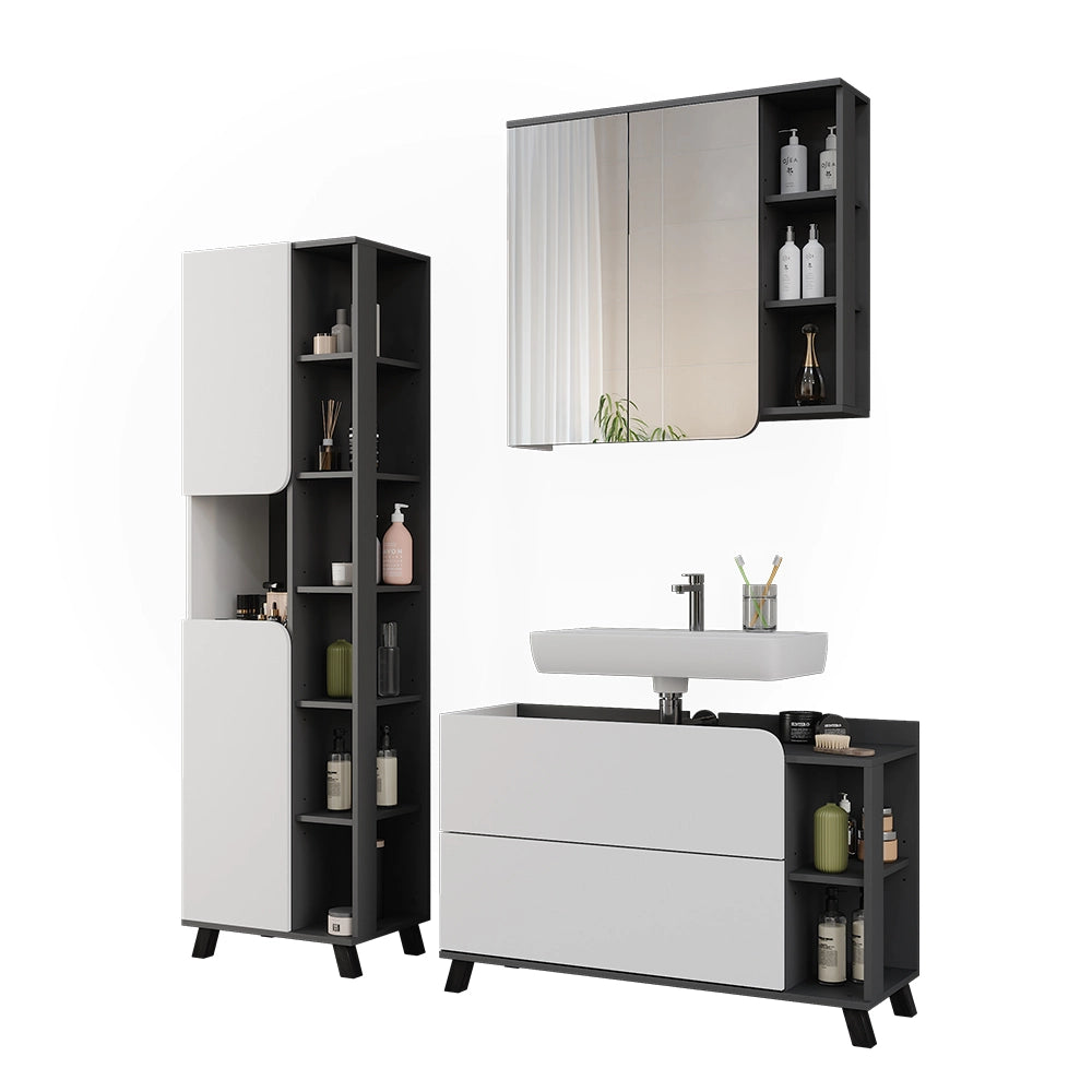 Vicco Set di mobili da bagno Antracite/bianco 3 parti