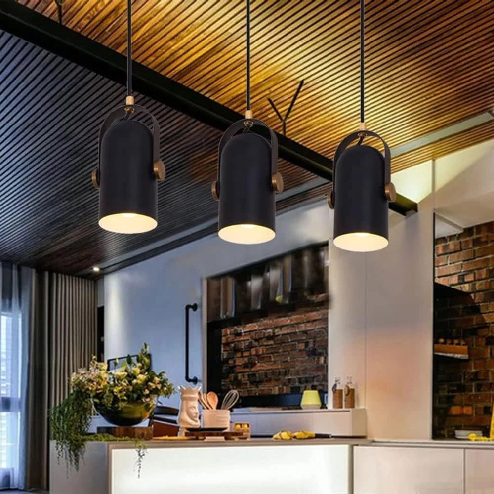Trade Shop - Lampadario A Sospensione Da Soffitto Design Con Paralume Orientabile Attacco E27 Ip20 A21 - Nero