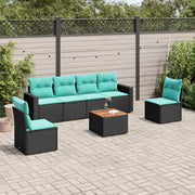 Set Divani da Giardino 7 pz con Cuscini Nero in Polyrattan 3256400