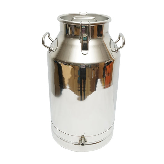 Brocca per latte in acciaio inox con coperchio da 40 litri con rubinetto per mungitrice per mucche Breckner Germany